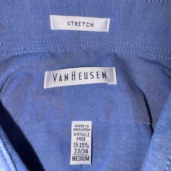Men’s Dress Shirt- Blue - 15 1/5 x 33-34 Van Heusen Regular Fit Stretch - Picture 6 of 6